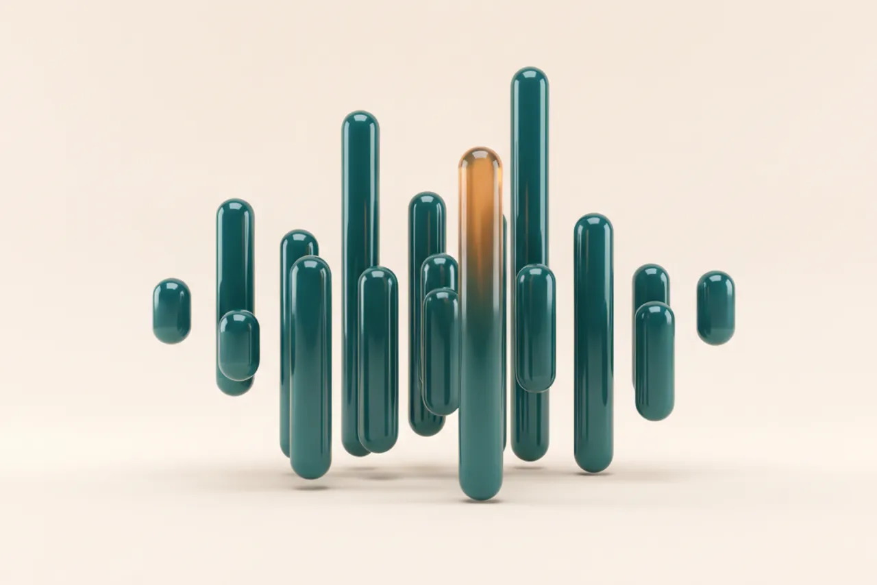 Sculptural audio waveform with glowing teal edges